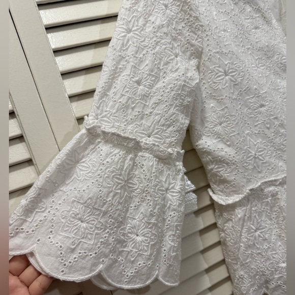 Vineyard Vines White Cap Island Eyelet Embroidered Floral Peplum Top - Picture 5 of 6